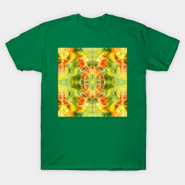 Encaustic With Leaves 01 Pattern T-Shirt by Heatherian